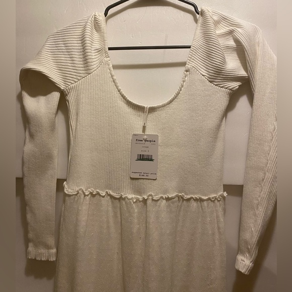 NWT Free People White Long Sleeve Maxi Dress - Picture 2 of 15